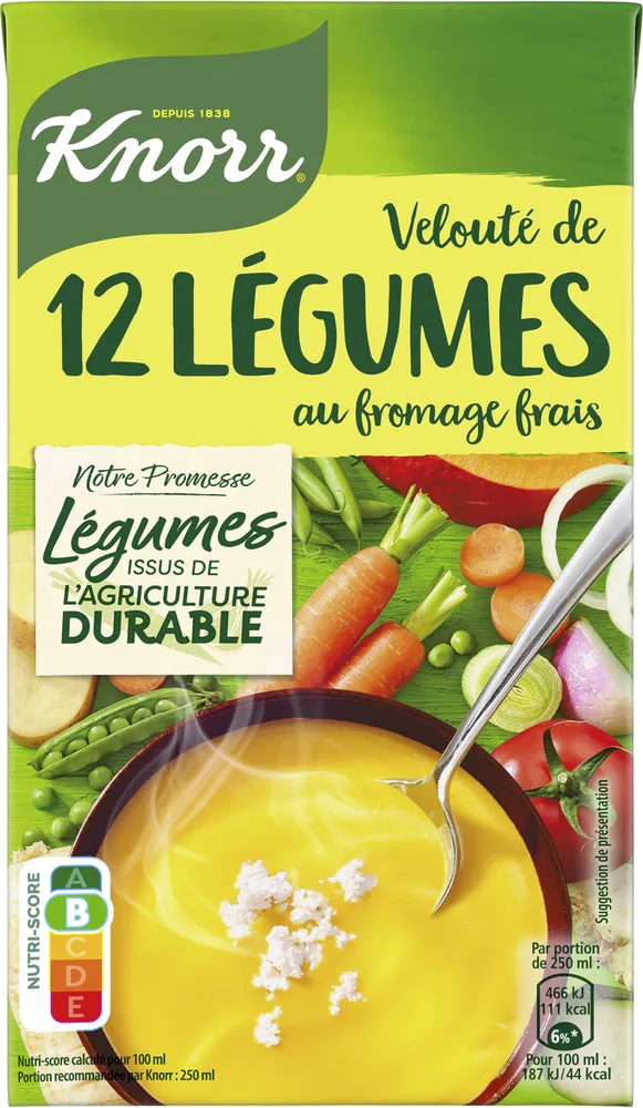KNORR Soupe Liquide Velouté de 12 Légumes Fromage Frais 1L