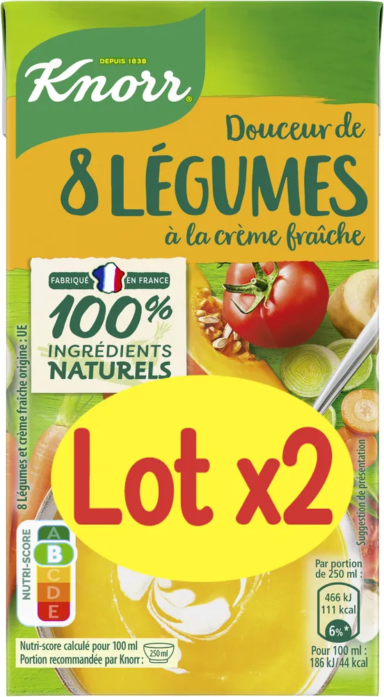 Knorr Soupe Douceur de 8 Légumes à la Crème Fraîche 2x50cl