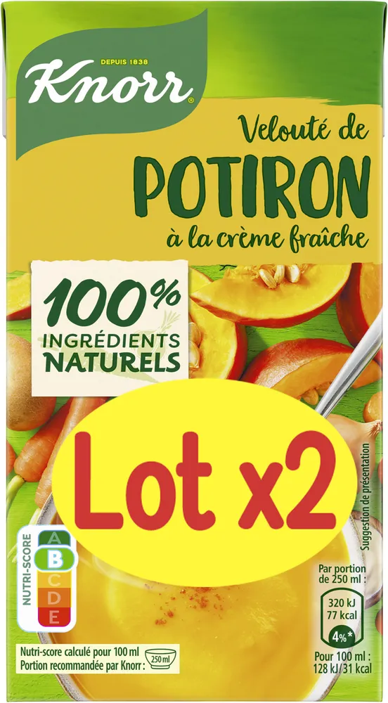 Knorr Soupe Velouté de Potiron à la Crème Fraîche 50cl Lot x 2