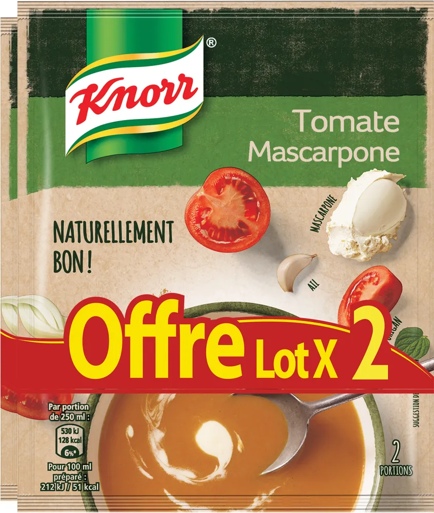 Knorr Soupe Déshydratée Tomate Mascarpone Lot de 2x70g