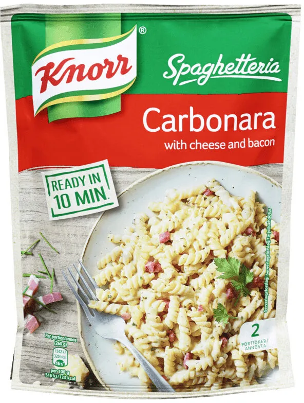 Carbonara with cheese and bacon