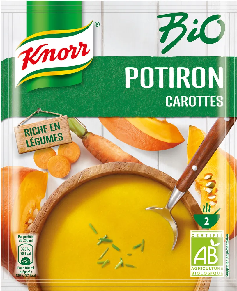Knorr Soupe Déshydratée Bio Potiron Carottes 51g 2 Portions