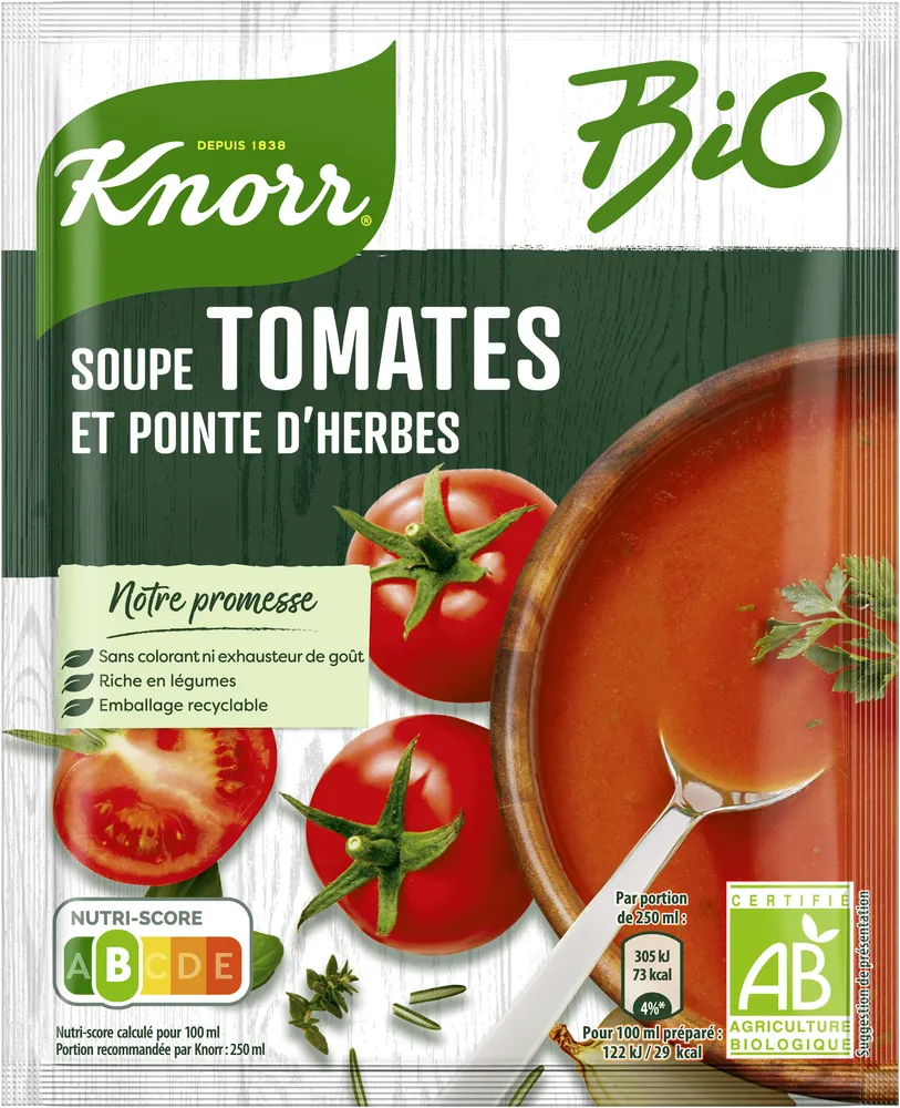 Knorr Bio Soupe Déshydratée Tomates & Pointe d'Herbes 2 Portions