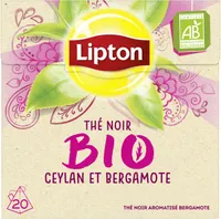 Lipton Thé Noir Bio Ceylan et Bergamote 20 Sachets