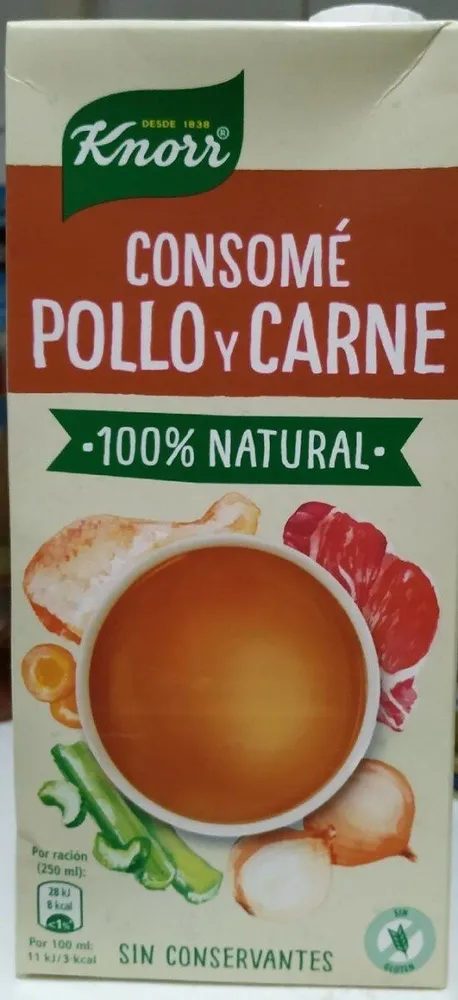 Consomé de pollo y carne