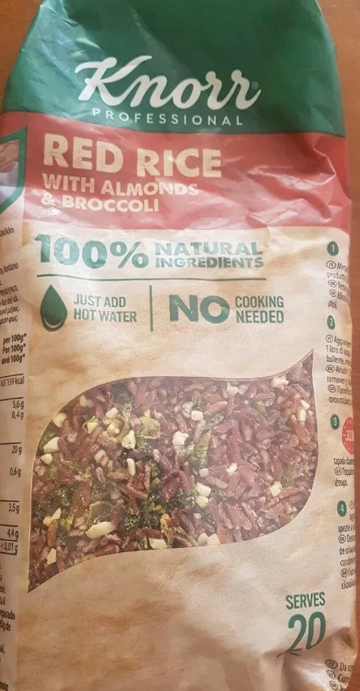 Red rice with almonds & brocoli