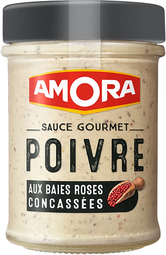 Amora Sauce Gourmet Poivre aux Baies Roses Concassées 188g
