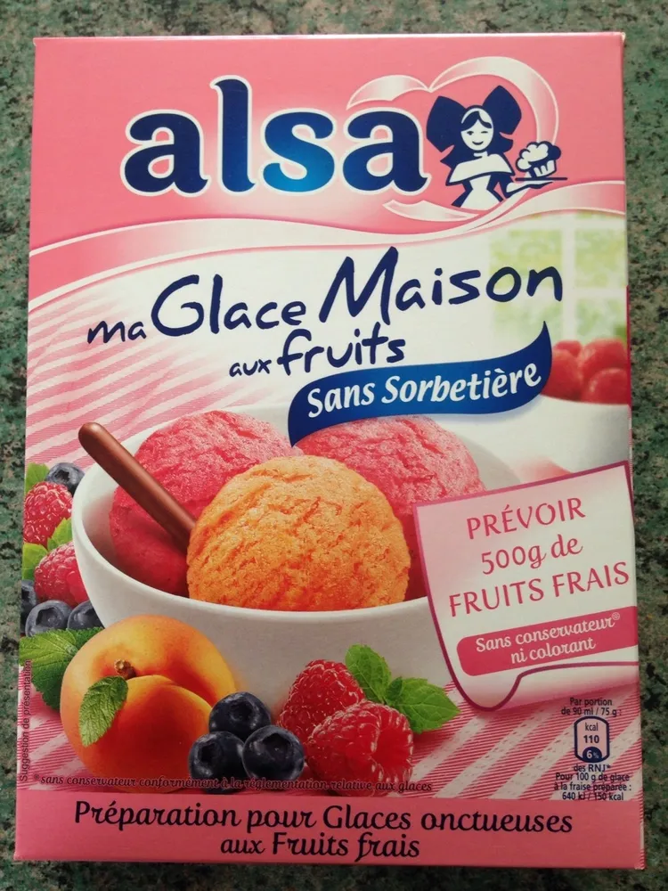 Alsa, Ma glace maison aux fruits, 200 gr