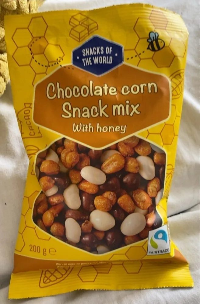 Chocolate corn snack mix