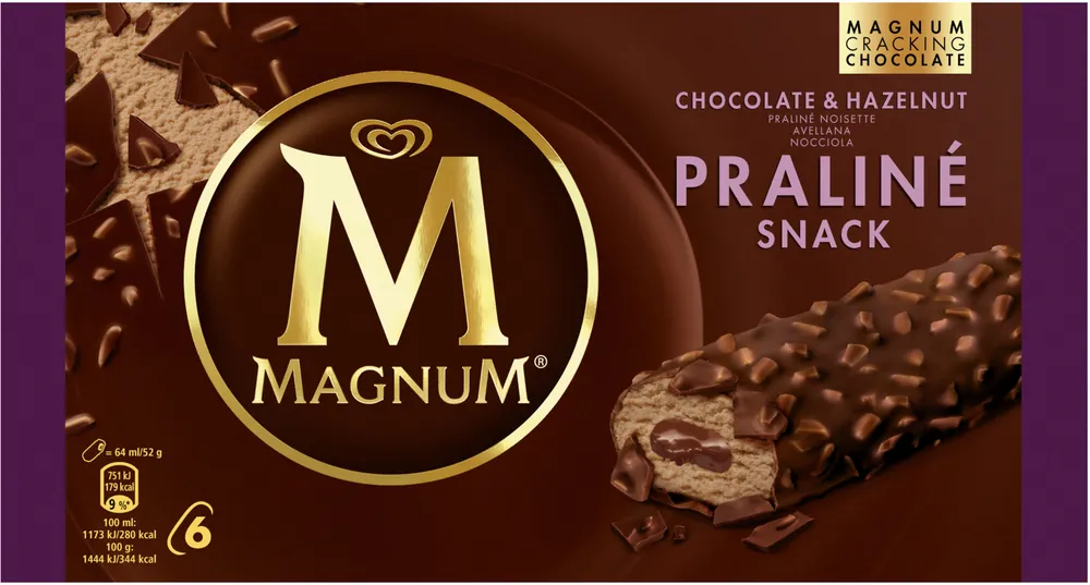 Magnum Barre Glacée Chocolat & Noisette x6