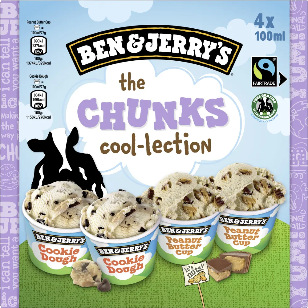 BEN & JERRY'S Glace Mini Pots The Chunks Cool-lection 4x100ml