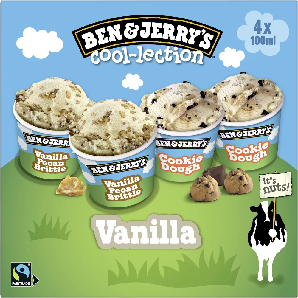 BEN & JERRY'S Glace Mini Pots The Vanilla Cool-lection 4x100ml
