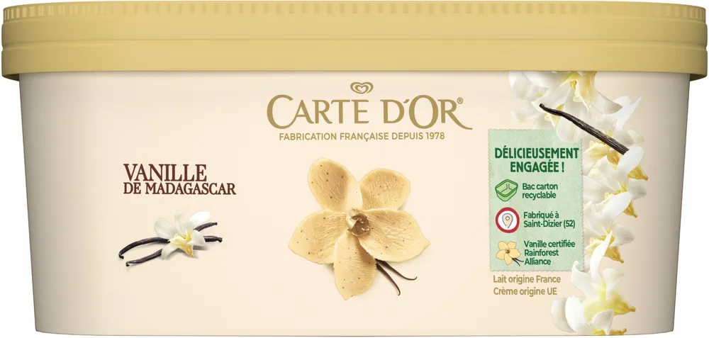 CARTE D'OR Glace Crème Glacée Vanille de Madagascar 900ml