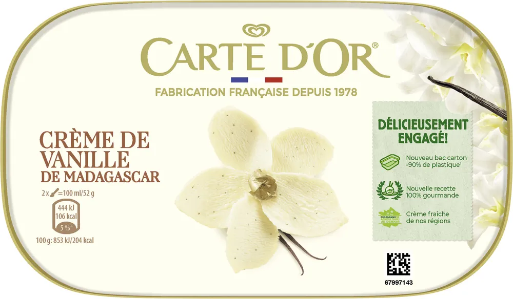 Carte D'Or Glace Crème Glacée Crème de Vanille de Madagascar 900ml