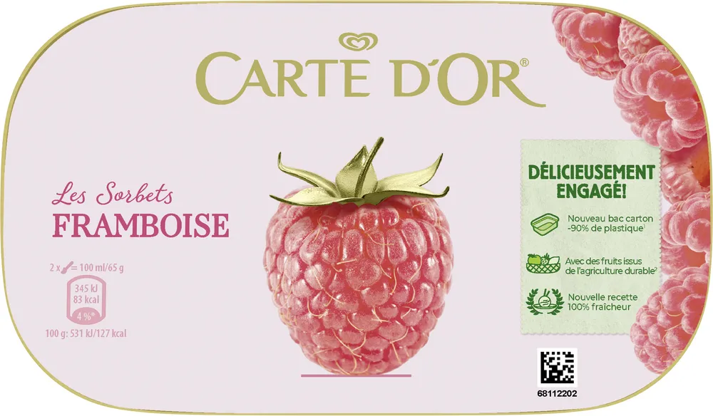 CARTE D'OR Glace Sorbet Framboise 900ml
