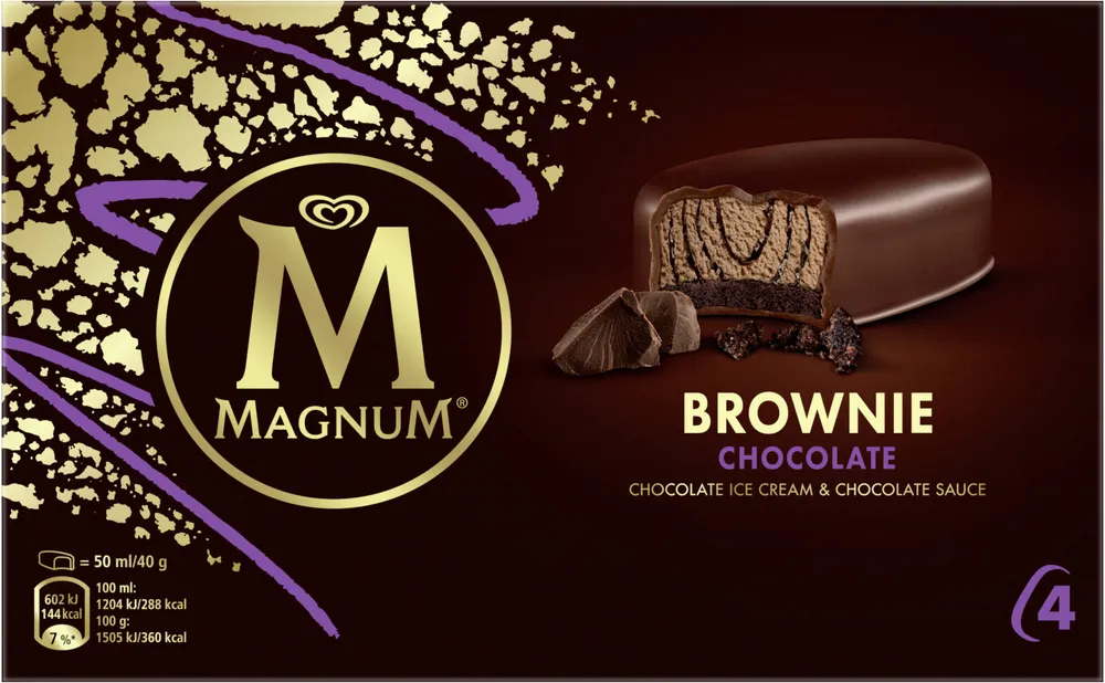 Magnum Barre Glacée Brownie Chocolat x4 200ml