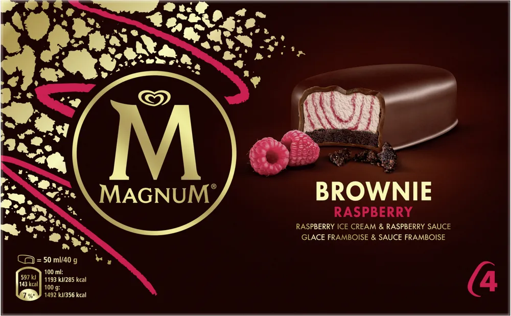 Magnum Barre Glacée Brownie Framboise x4 200ml