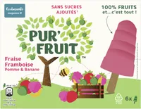 Pur' Fruit Glaces Bâtonnet Fraise Framboise Pomme & Banane 6x 40ml