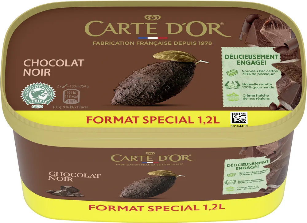 CARTE D'OR Glace Crème Glacée Chocolat Noir 1200ml