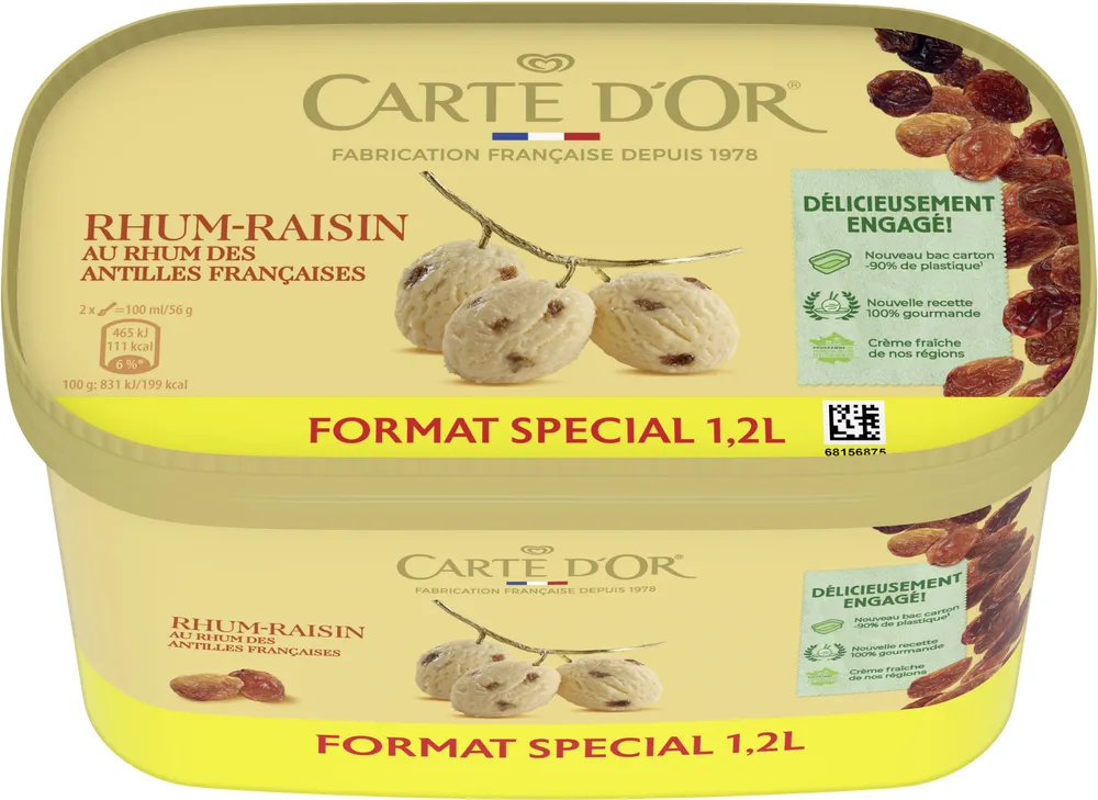 CARTE D'OR Glace Crème Glacée Rhum-Raisin 1200ml