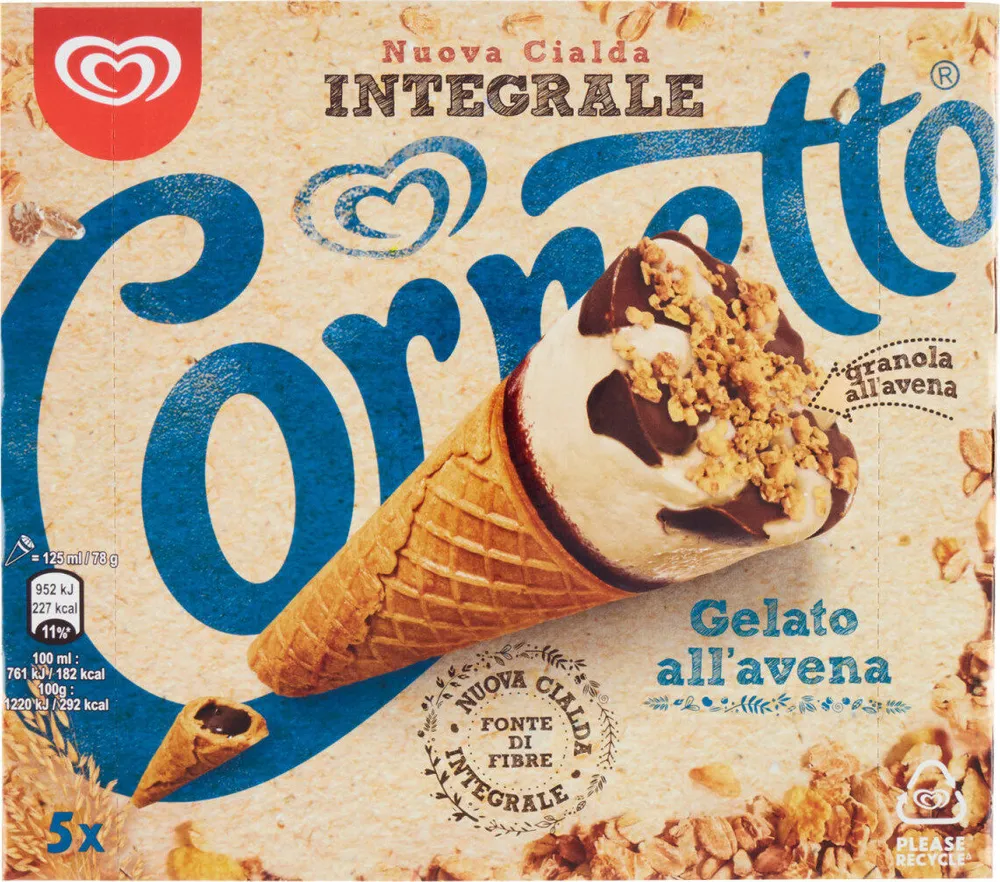 Algida nuova cialda integrale gelato all'avena