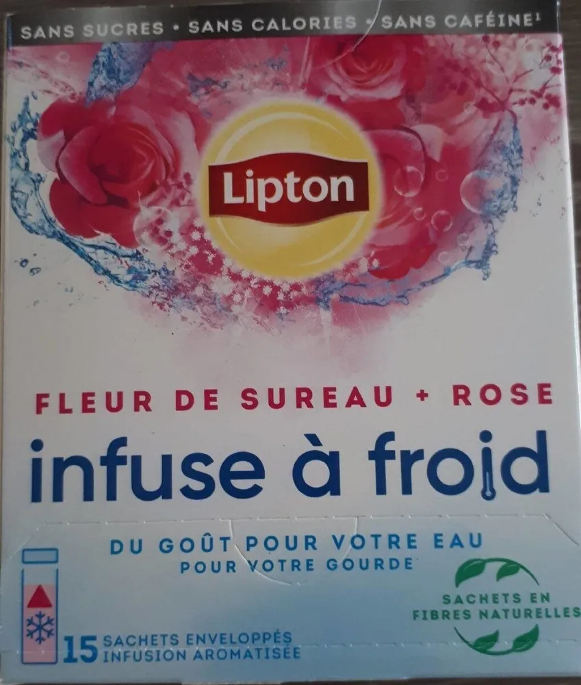 Lipton Infusion à Froid Fleur de Sureau Rose 15 sachets Pyramides