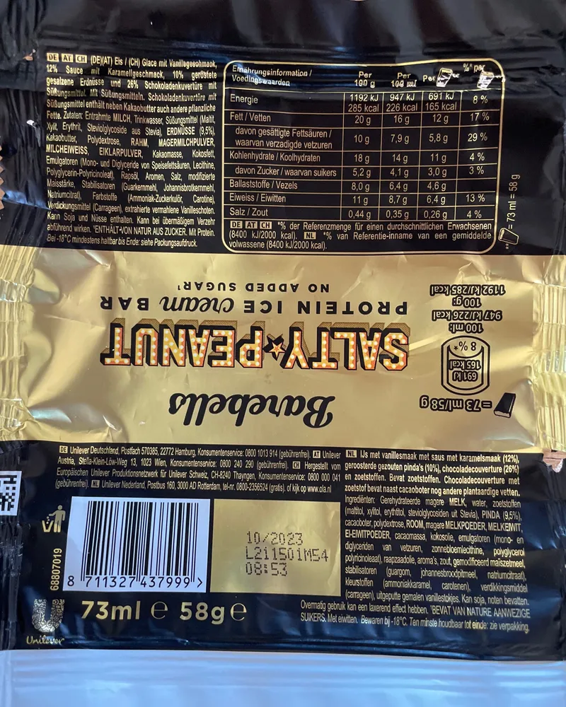 salty, peanut protein Ice cream