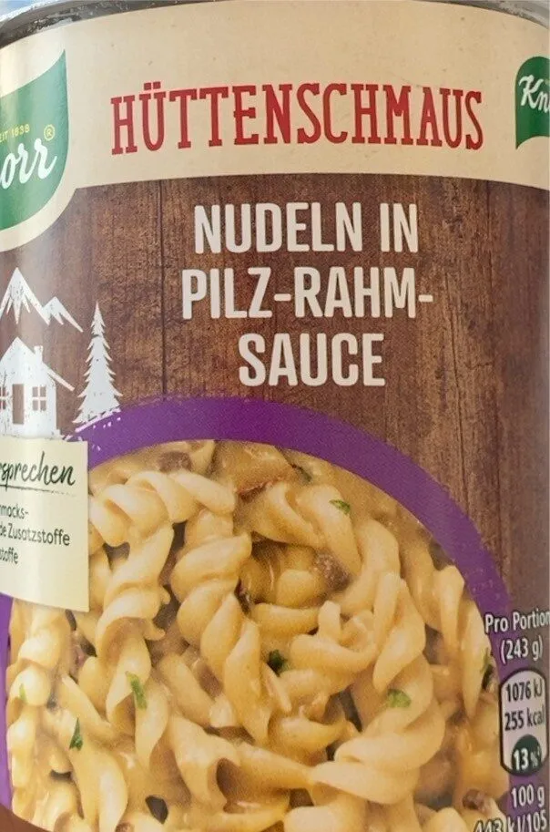 Hüttenschmaus Nudeln in Pilz-Rahm-Sauce