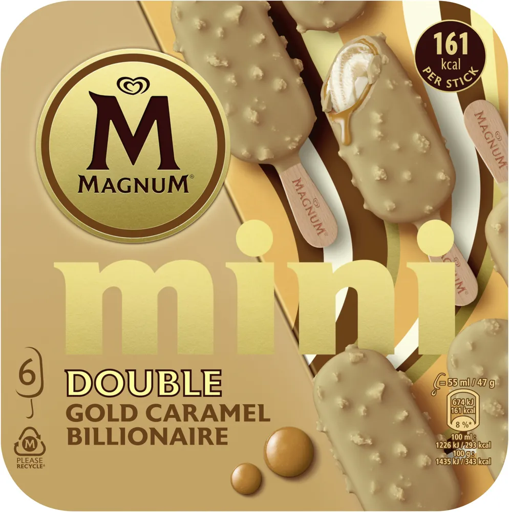 Magnum Glace Bâtonnet Mini Double Gold Caramel Billionaire 6x55ml
