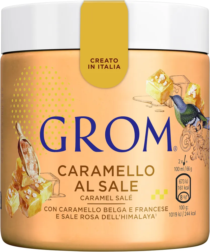 Grom Glace en Pot Caramel salé au Sel Rose d'Himalaya 460ml
