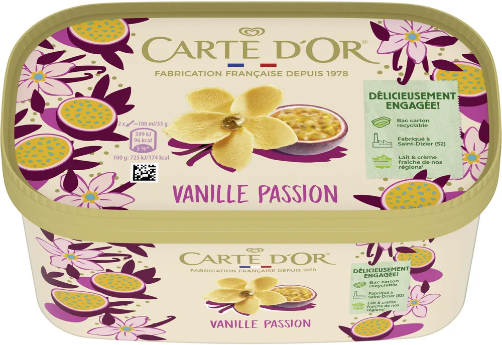 Crème glacée vanille fruit de la passion