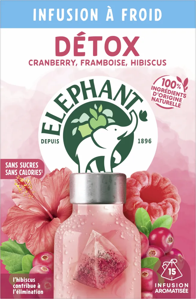 Infusion à froid Detox cranberry framboise hibiscus