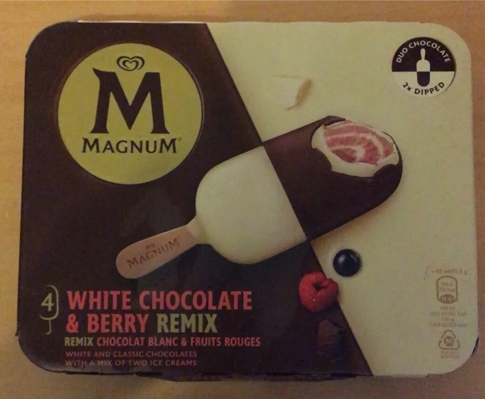 Magnum Glace Bâtonnet Chocolat Blanc & Fruits Rouges Remix 4x85ml