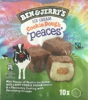 Mini ‘Peaces’ of Vanilla Ice Cream with a Soft Cookie Dough Centre & a Chocolatey Coating with Chocolatey Crumbs