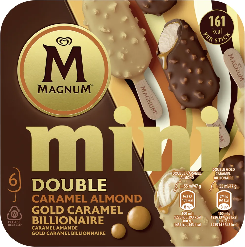 Magnum Glace Bâtonnet Mini Caramel Amande & Gold Caramel Billionaire 6x55ml