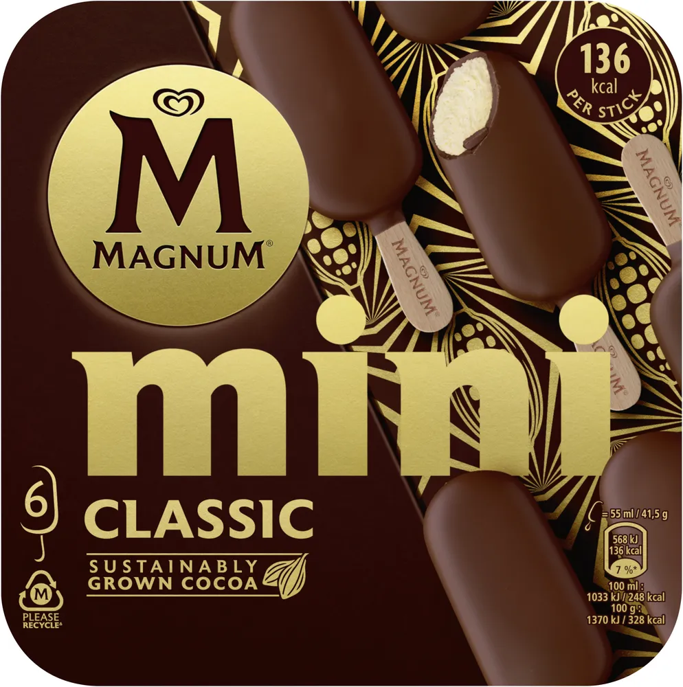 Magnum Glace Bâtonnet Mini Vanille & Chocolat Classic 6x55ml