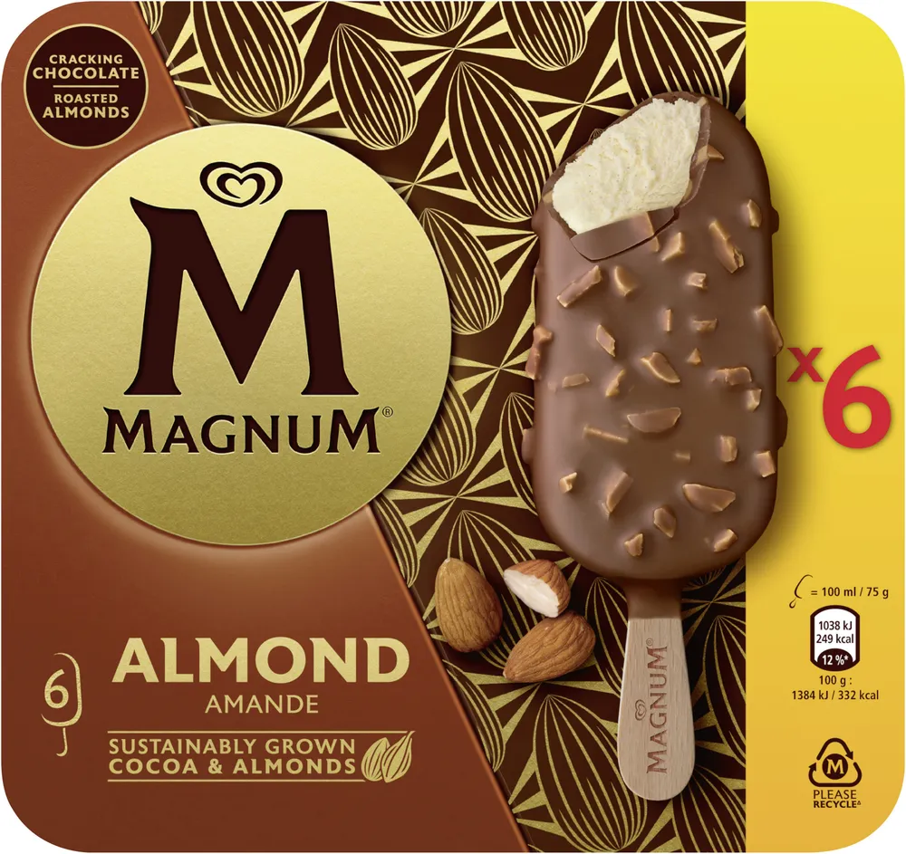Magnum Glace Bâtonnet Amande 6x100ml