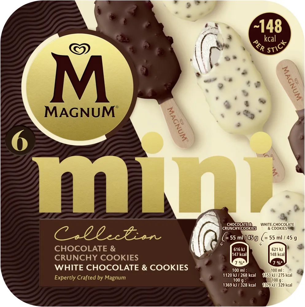 Magnum Glace Bâtonnet Mini Chocolat Blanc & Cookies 6x55ml