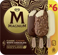 Magnum Glace Bâtonnet Mini Classic, Amande & Chocolat Blanc 6x55ml