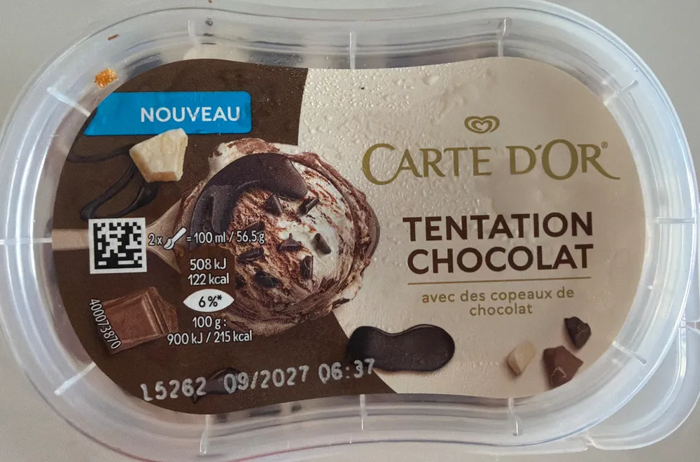 Tentation chocolat avec des copeaux de chocolat