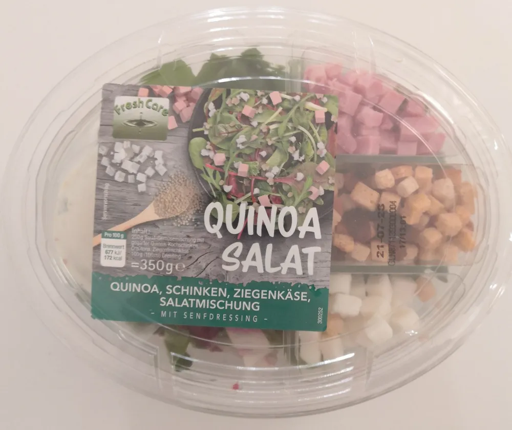 Quinoa Salat - Quinoa, Schinken, Ziegenkäse, Salatmischung