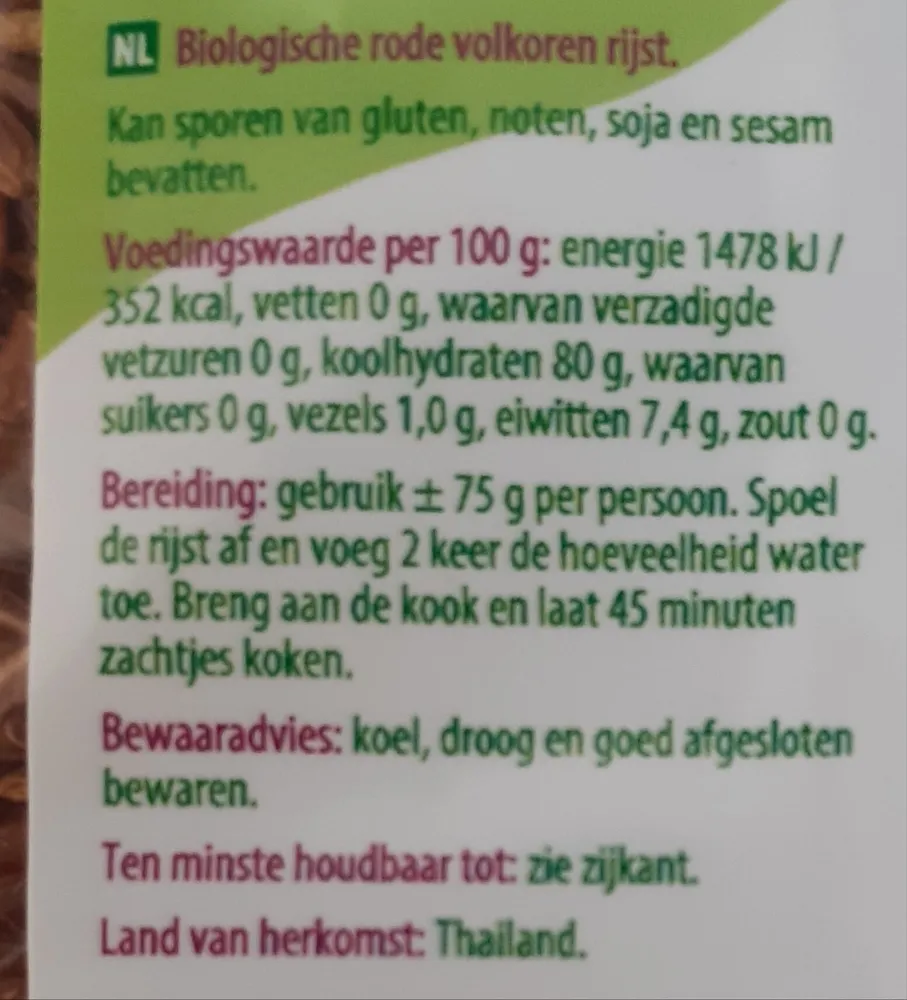 Red rice wholegrain