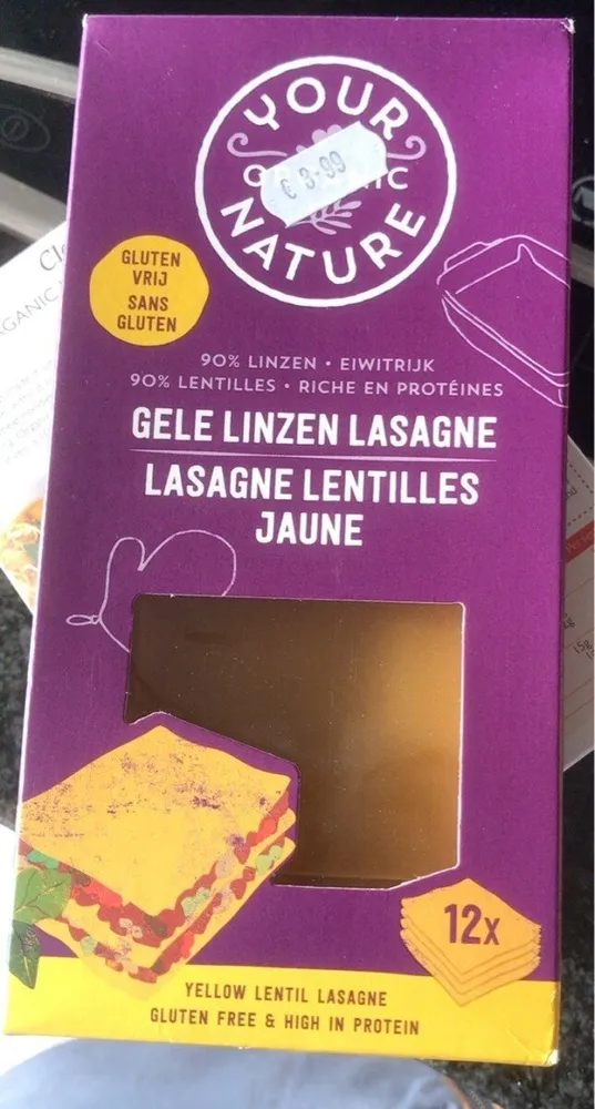 Yellow lentil lasagne sheets