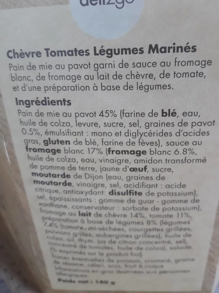 Chèvre Tomates légumes marinés