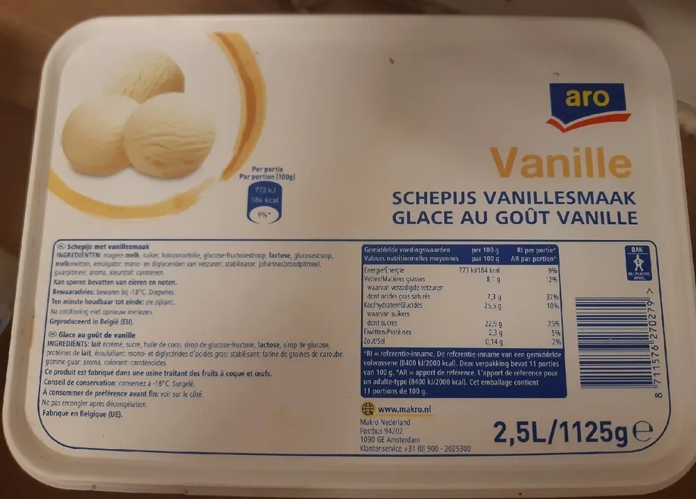Glace au goût vanille