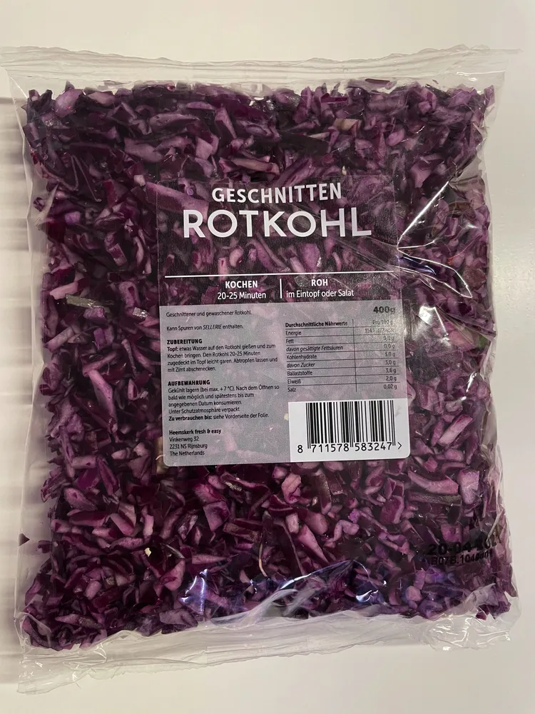 Geschnitten Rotkohl