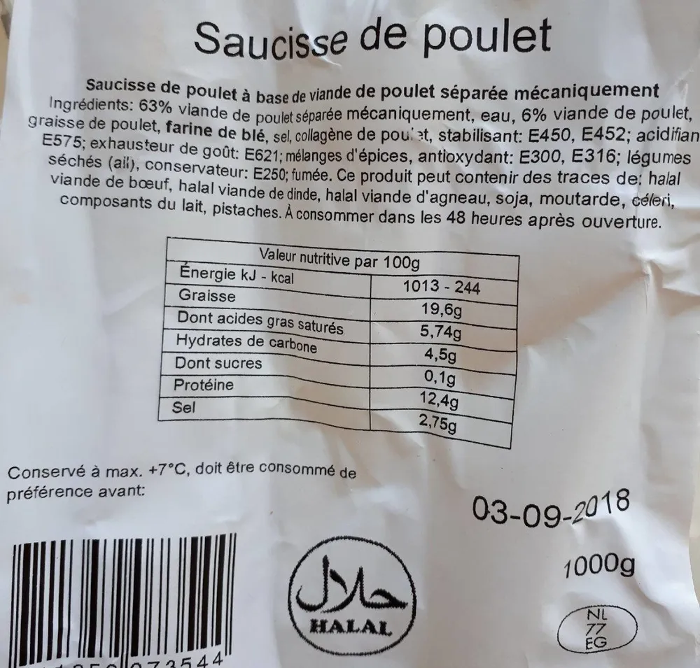 Saucisse de poulet