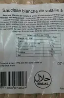 Saucisse blanche de volaille