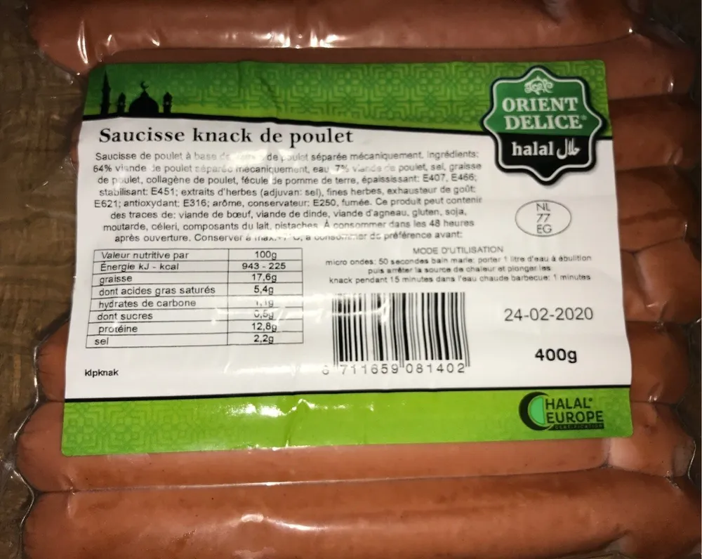 Saucisse knack de poulet