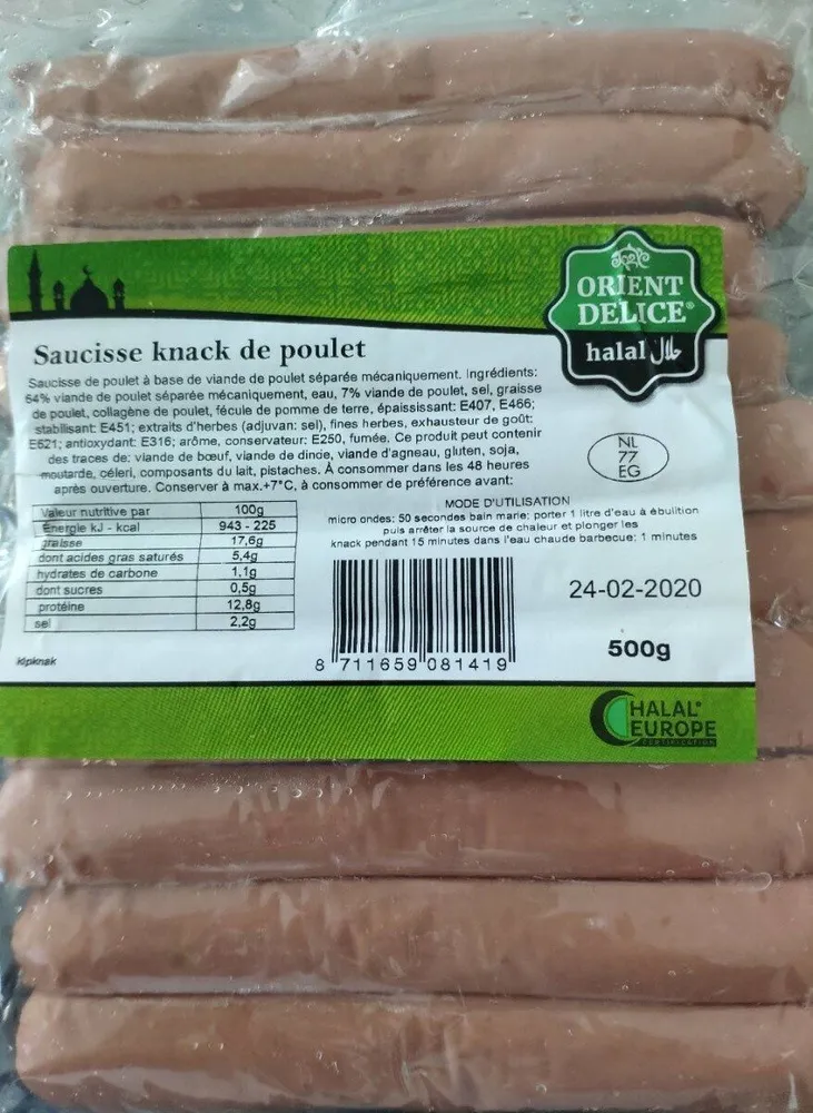 Saucisse knack de poulet